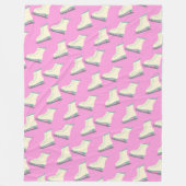Cute Winter Ice Schaatsen Pattern in Playful Roze Fleece Deken (Voorkant)