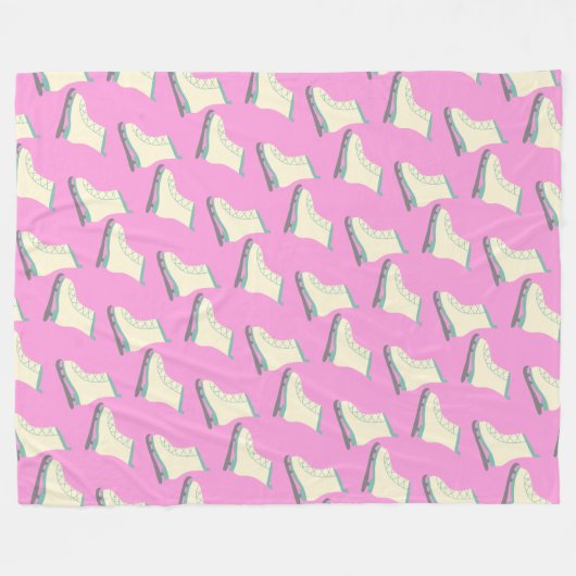 Cute Winter Ice Schaatsen Pattern in Playful Roze Fleece Deken (Voorkant (Horizontaal))