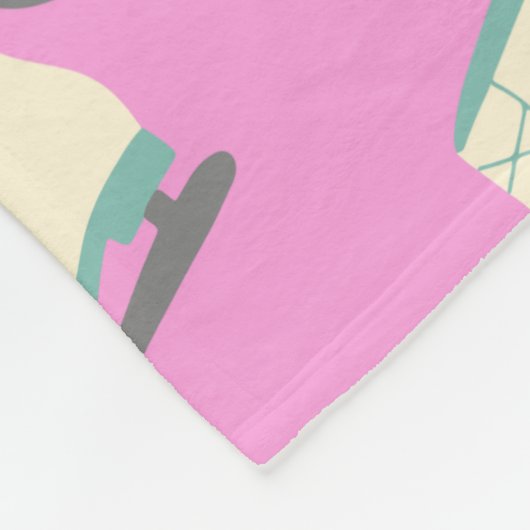 Cute Winter Ice Schaatsen Pattern in Playful Roze Fleece Deken (Hoek)