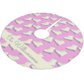 Cute Winter Ice Schaatsen Pattern Pink Personalize Kerstboom Rok (Gekanteld)