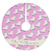 Cute Winter Ice Schaatsen Pattern Pink Personalize Kerstboom Rok (Voorkant)