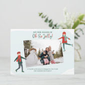 Cute Winter Ice Skaters Foto Feestdagenkaart (Staand voorkant)