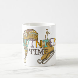 Cute winter ice skates knit stocking cap koffiemok