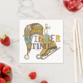 Cute winter ice skates knit stocking cap servet (Insitu)