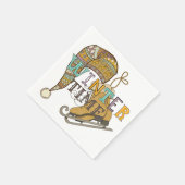 Cute winter ice skates knit stocking cap servet (Hoek)