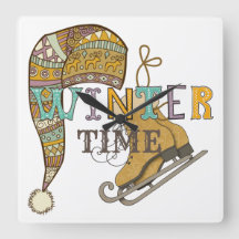 Cute winter ice skates knit stocking cap