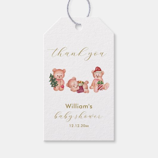 Cute Winter It's Cold Outside Bear Baby Shower  Cadeaulabel (Voorkant)