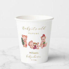 Cute Winter It's Cold Outside Bear Baby Shower  Papieren Bekers