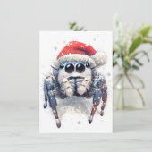 Cute Winter Jumping Spider Christmas Cards Feestdagenkaart (Staand voorkant)
