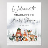 Cute Winter Kerstland Baby shower Welcome Poster (Voorkant)