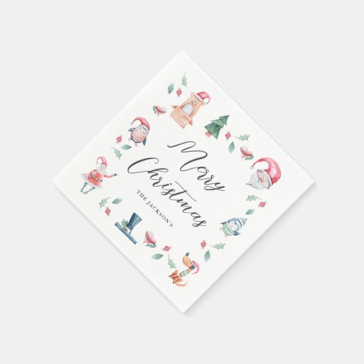 Cute Winter Kerstmis gepersonaliseerd Servet (Hoek)