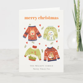 Cute Winter Kerstmis Hearts Leafy Ugly Sweater Feestdagen Kaart