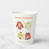 Cute Winter Kerstmis Hearts Leafy Ugly Sweater Papieren Bekers (Voorkant)