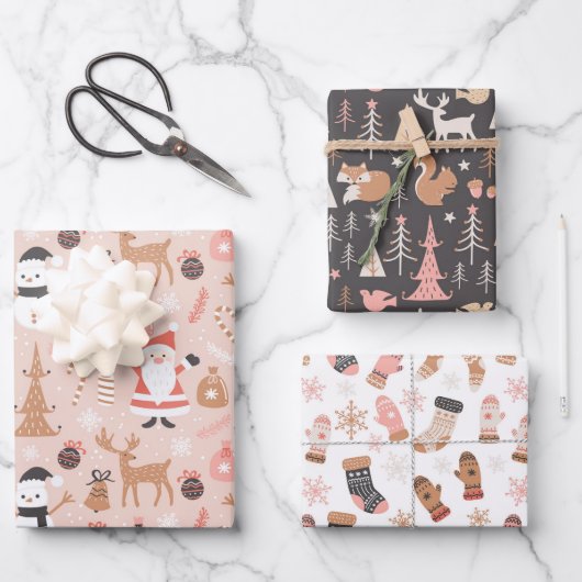 Cute Winter Kerstmis Inpakpapier Vel (Voorkant)