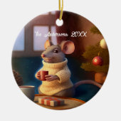 Cute Winter Mouse Drink thee Keramisch Ornament (Voorkant)