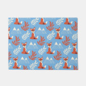 Cute Winter Oranje Fox Mountains Leaf Pattern Deurmat (Voorkant)