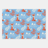 Cute Winter Oranje Fox Mountains Leaf Pattern Inpakpapier Vel (Voorkant 3)