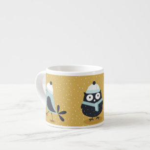 Cute Winter Owl and Birds Nordic Illustration Espresso Kop