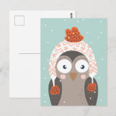 Cute Winter Owl briefkaart (Voorkant / Achterkant)