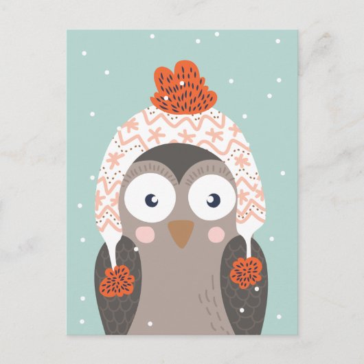 Cute Winter Owl briefkaart (Voorkant)