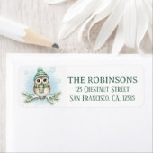 Cute Winter Owl Snow Return Address Label (Insitu)