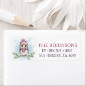 Cute Winter Owl Snow Return Address Label (Insitu)