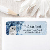 Cute Winter Owl White Blue Etiket (Insitu)