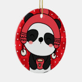 Cute Winter Panda Hand Drawn Keramisch Ornament (Rechts)