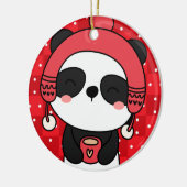 Cute Winter Panda Hand Drawn Keramisch Ornament (Links)