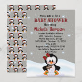 Cute Winter Penguin Baby shower/Birthday Invite Kaart (Voorkant / Achterkant)