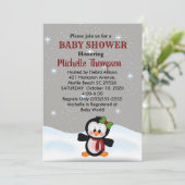 Cute Winter Penguin Baby shower/Birthday Invite Kaart (Staand voorkant)