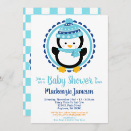 Cute Winter Penguin Baby shower Kaart