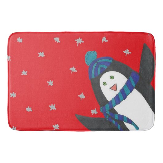 Cute Winter Penguin Badmat (Voorkant)