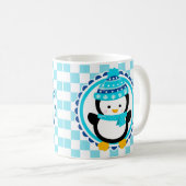 Cute Winter Penguin - Blue Turquoise Koffiemok (Voorkant rechts)