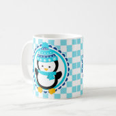 Cute Winter Penguin - Blue Turquoise Koffiemok (Voorkant links)
