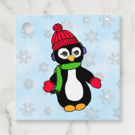 Cute Winter Penguin en Snowflakes Bedankjes Labels