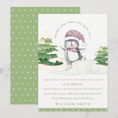 Cute Winter Penguin Green Kinderen Elke zondag Bedankkaart (Voorkant / Achterkant)