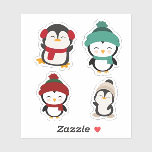 Cute Winter Penguin Kawaii Sticker Set (Vel)