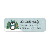 Cute Winter Penguin-kerstretouradres Etiket (Voorkant)
