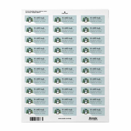 Cute Winter Penguin-kerstretouradres Etiket (Full Sheet)