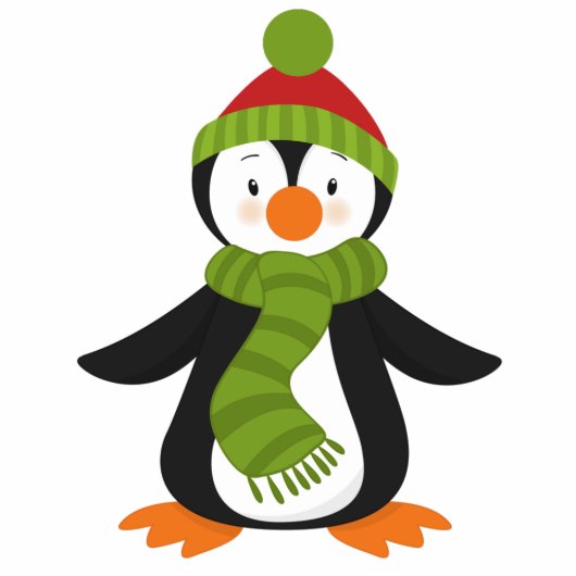 Cute Winter Penguin kerstversiering Fotobeeldje Ornament (Voorkant)