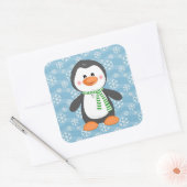 Cute Winter Penguin met Scarf-Kerst stickers (Envelop)