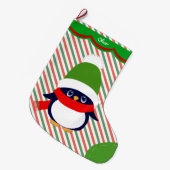 Cute Winter Penguin Pattern Personalized Grote Kerstsok (Voorkant (Hangend))