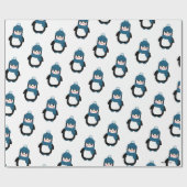 Cute Winter Penguin Pattern Wrapping Paper Cadeaupapier (Vlak)