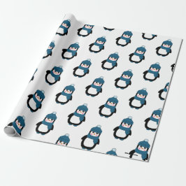 Cute Winter Penguin Pattern Wrapping Paper Cadeaupapier