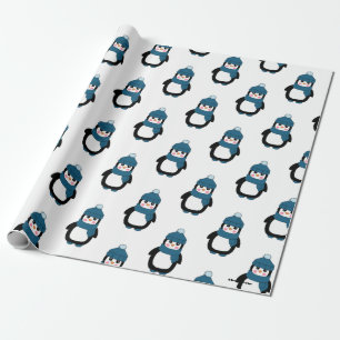 Cute Winter Penguin Pattern Wrapping Paper Cadeaupapier