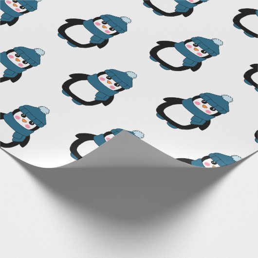 Cute Winter Penguin Pattern Wrapping Paper Cadeaupapier (Hoek)