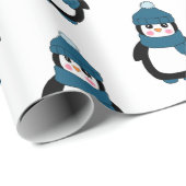 Cute Winter Penguin Pattern Wrapping Paper Cadeaupapier (Rol Hoek)