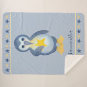 Cute Winter Penguin Persoonlijke naam Sherpa Deken (Voorkant (horizontaal))