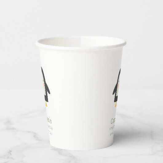 Cute Winter Penguin Simple 1st Birthday Papieren Bekers (Links)